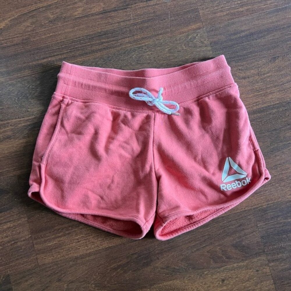 Reebok Women’s Coral Athletic Shorts Small Drawstring Logo Gym Running Lounge